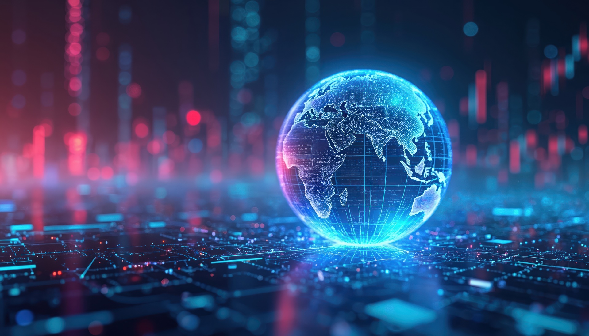 Leuchtende Weltkugel mit globalen Datennetzen | Software für Logistik
